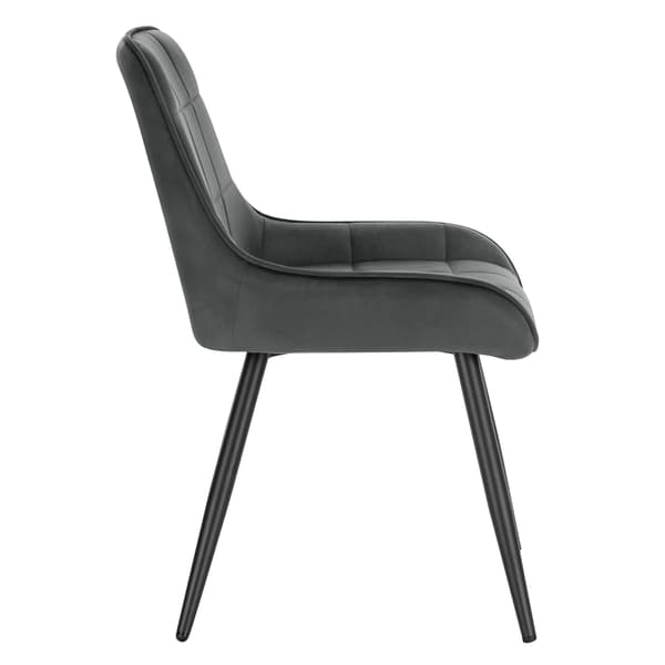 Set med 2 matsalsstolar sammet mörkgrå | Mörkgrå | 38x43x81,5 cm