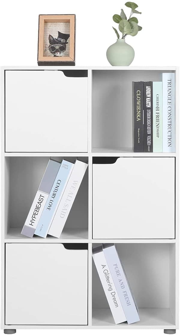 Reol med 3 døre og 6 rum | Hvid