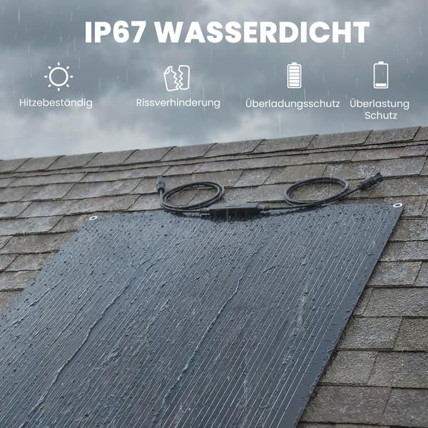 100W bærbart solpanel 18V med USB og LCD | Farve: Sort | Mål: 58x98,5x2,2 cm