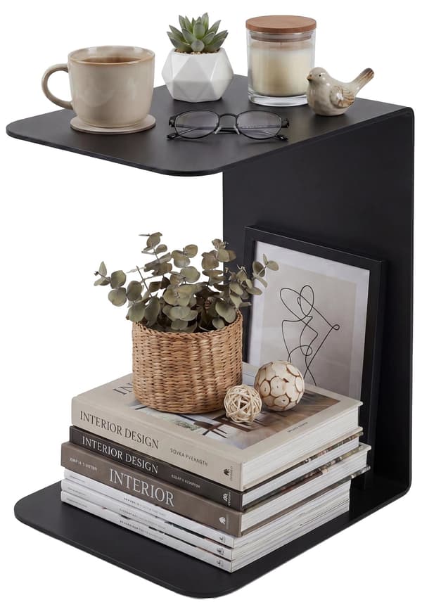 Sidebord Selby - C-formet | Farve: sort | Mål: 28x38x48 cm