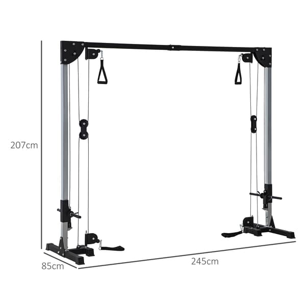 Dobbelt kabel crossover kraftværk | Farve: Sort-sølv | Mål: 85x245x207 cm
