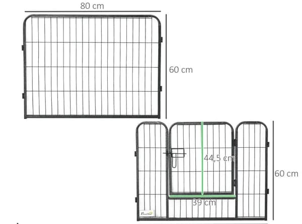 12 Panel Dog Run - Sammenfoldelig Hundeløb | Farve: Grå