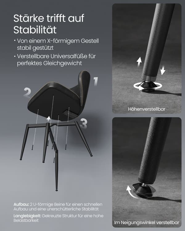 Matsalsstolar set om 2 - elegant design - 45 x 50 x 85 cm