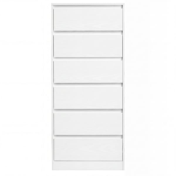 Kommode med 6 skuffer | Hvid | 48x30x111,2 cm