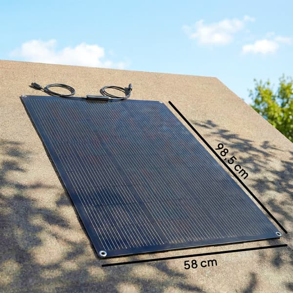 100W bærbart solpanel 18V med USB og LCD | Farve: Sort | Mål: 58x98,5x2,2 cm