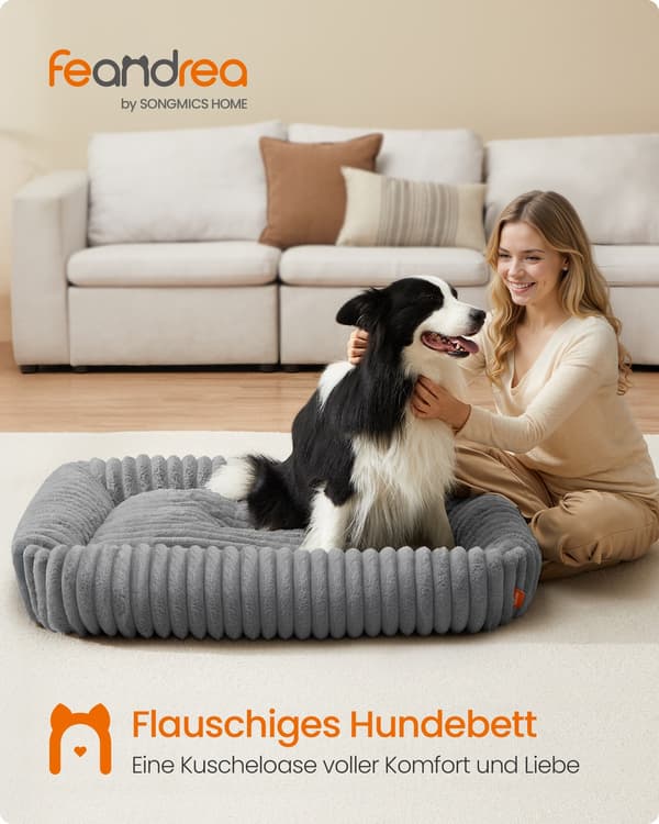 Medium ortopædisk hundeseng | Tauben grå | 106x75x20 cm