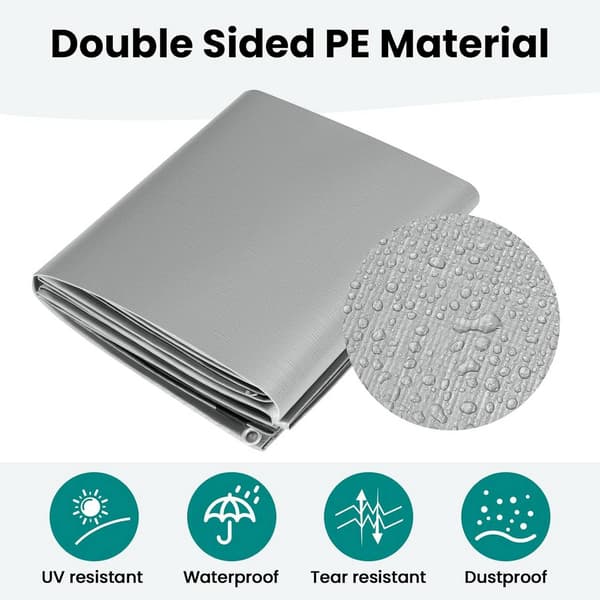 Vedenpitävä pressu 280 g/m² silmukoilla | Harmaa-musta | 4x5 m