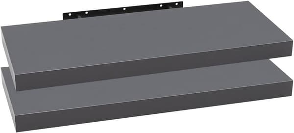 2 seinähyllyn sarja MDF-puuta | Tummanharmaa | 60x22,9x3,8 cm