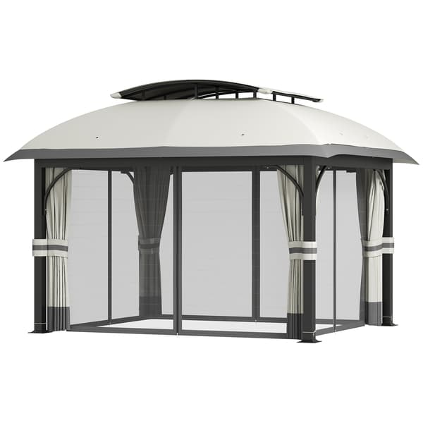 Puutarhapaviljonki hyttysverkolla | Väri: Harmaa | Mitat: 330x395x294 cm