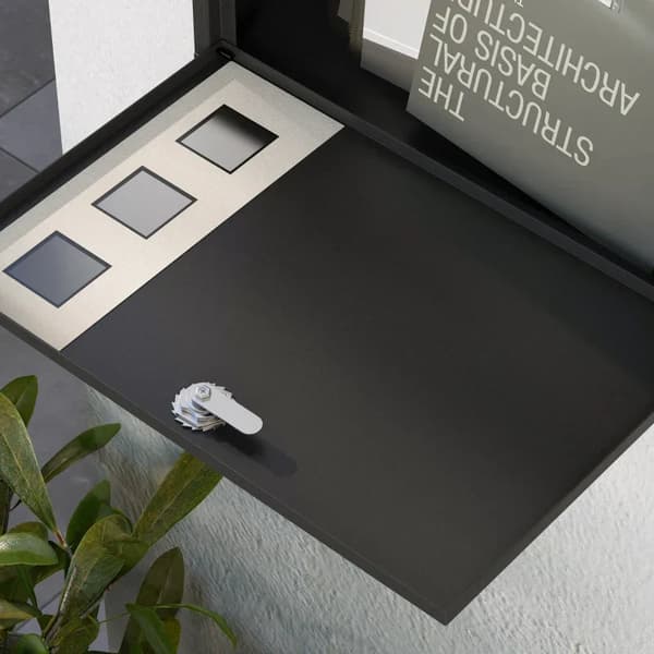Væghængt postkasse af stål - Sort postkasse | Farve: Sort | Mål: 36,5x11,5x29 cm