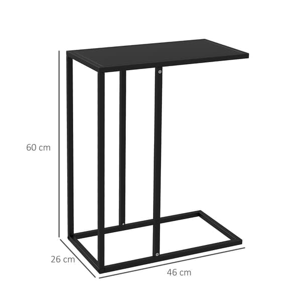 C-formet sidebord - Laptopbord til sofa | Farve: Sort | Mål: 46x26x60 cm