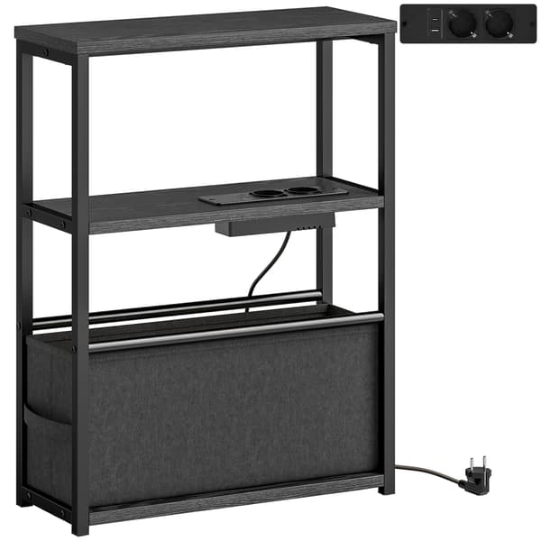 Sort sidebord med strømskinne | Farve: Sort | Mål: 45x18x60,2 cm