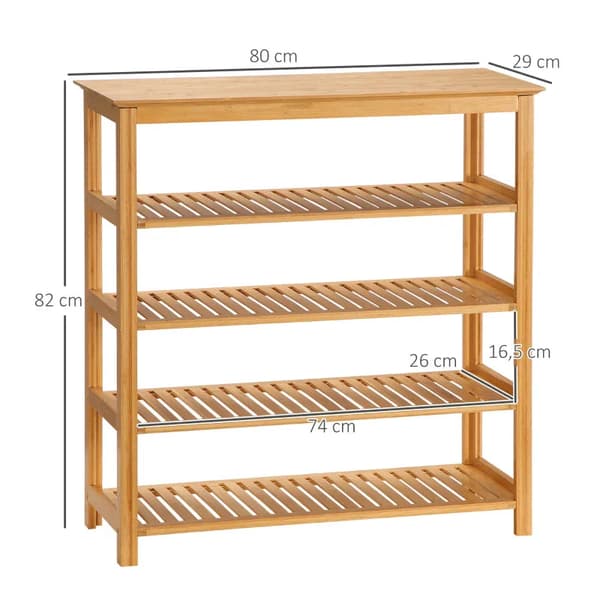 Kenkäteline - 4 avointa hyllyä | Väri: Natural | Mitat: 80x29x82 cm