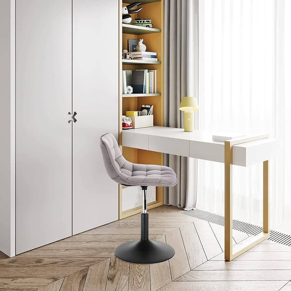 Set med 2 svängbara barstolar i sammet | Ljusgrå