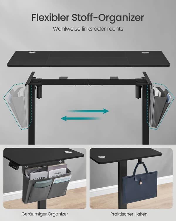 Elektrisk højdejusterbart skrivebord - sidde-stå - spånplade & stål - 60 x 120 cm