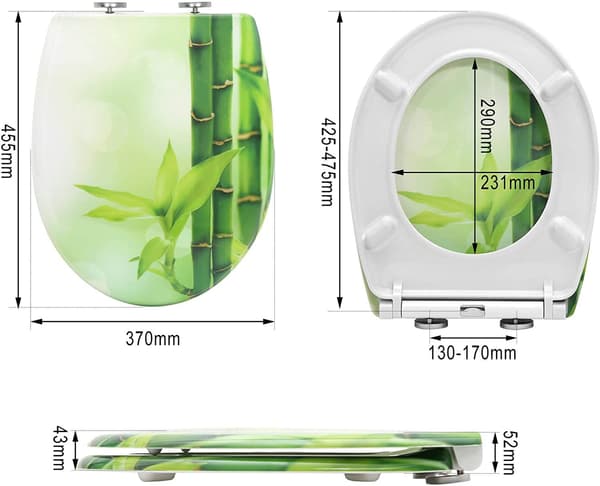 Toalettsits med soft close och snabbkoppling | Grön bambu