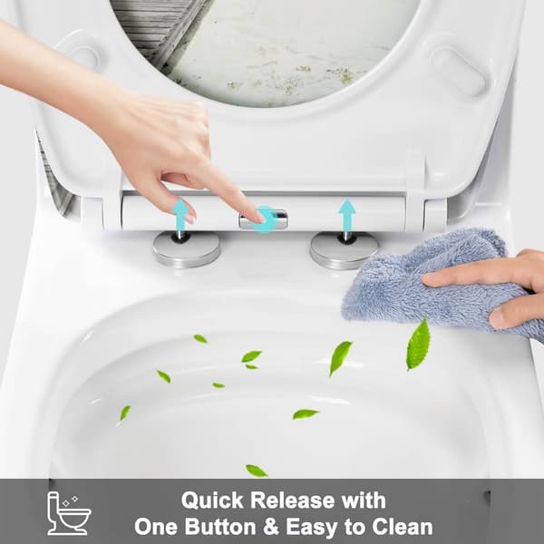 Toiletsæde med soft close og quick release O-form | Bro blå