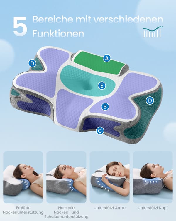 Ergonomisk nackkudde i memoryskum | Moln vit-duva grå