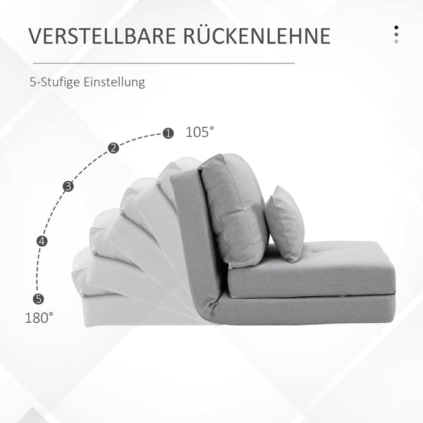 Sammenfoldelig gulvstol og liggeunderlag | Farve: Grå | Mål: 80x60x56 cm