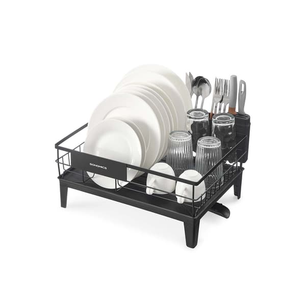 Drænstativ - tørrestativ - stål & PP plast - pladsbesparende - 31 x 42 x 18,5 cm - sort