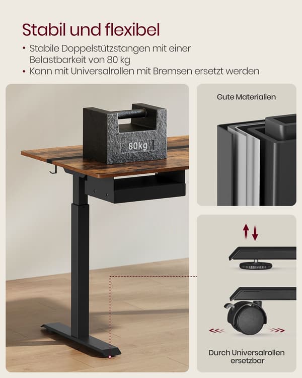 Elektrisk sidde-stå skrivebord - spånplade/stål - 70 x 160 x 72-120 cm