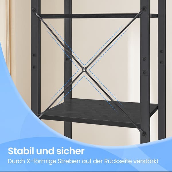 Stående reol - sort - spånplade og stål - 30 x 40 x 187,5 cm