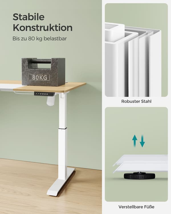 Justerbart elektrisk sidde-stå skrivebord - spånplade stål - 60x140 cm