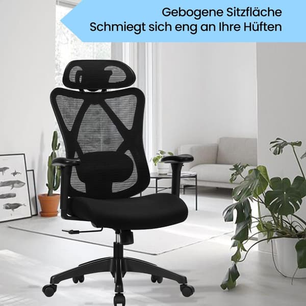 Ergonomisk kontorstol computerstol | Sort | 66x68x114-123,5 cm