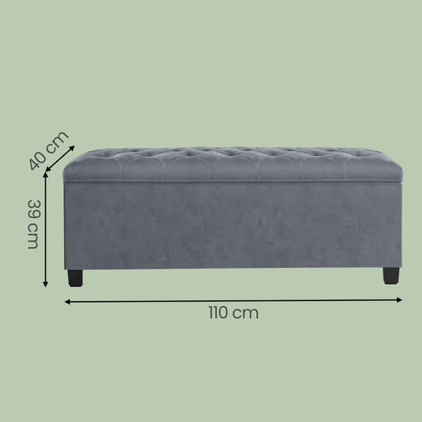 Sofa med opbevaringsplads og ben | Grå | 110x40x40 cm