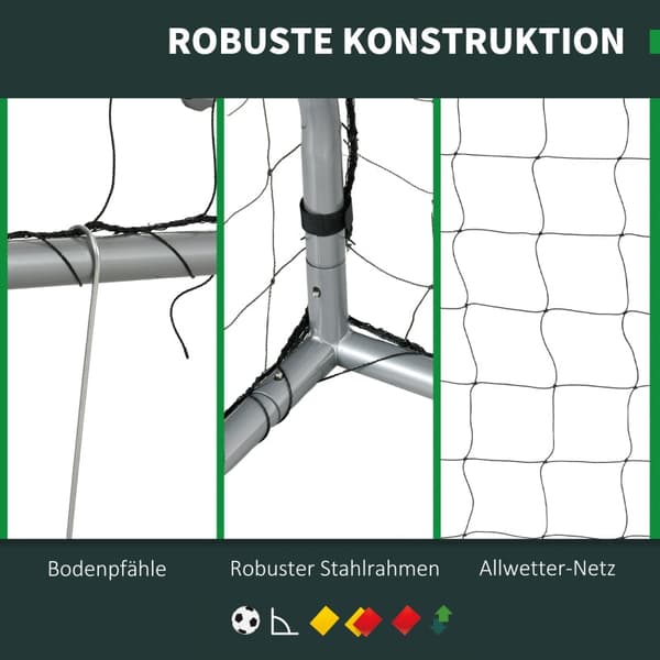 Bærbart fodboldmål | Farve: Grå | Mål: 120x300x200 cm