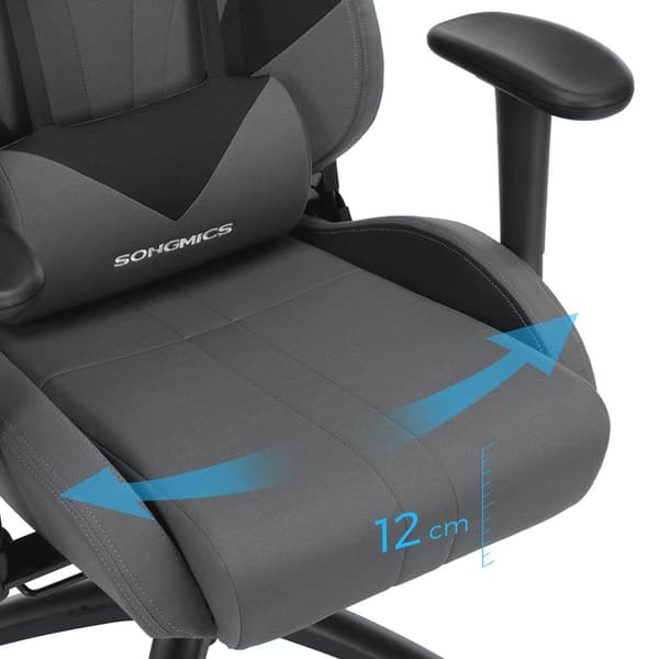 Pelituoli ristiselän pehmusteella – ergonominen PC-tuoli – polyesteri – harmaa/musta