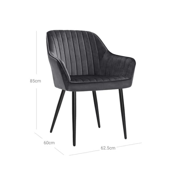 Spisestuestol med armlæn - Velvet - Grå