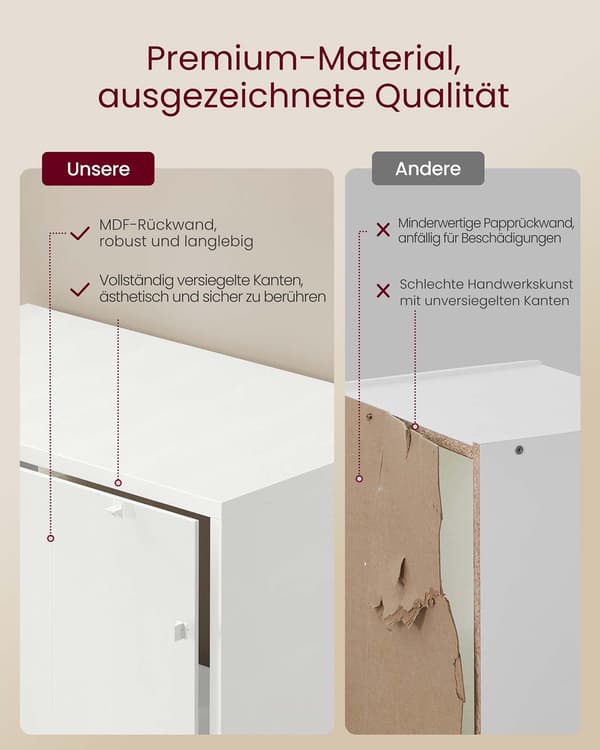 Hvid reol - spånplade og MDF - 24 x 60 x 175 cm