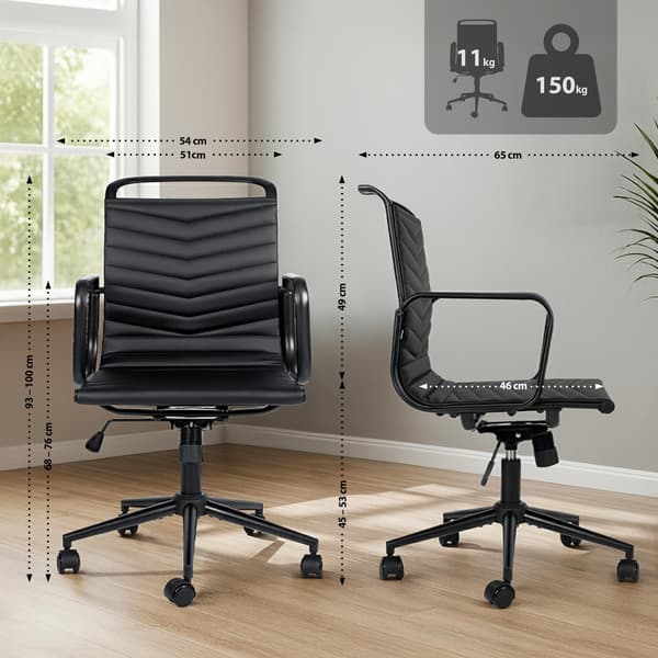Kontorstol Bakers - Ergonomisk | Farve: sort | Mål: 54x65x93 cm