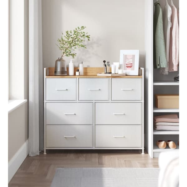 Hvid egetræs kommode - opbevaring - skuffer - spånplade - 28,5 x 98 x 85 cm