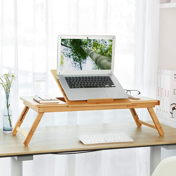 Bambu laptopbord - justerbart och fällbart i höjdled - laptopställ