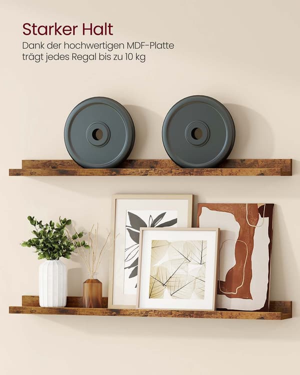 Seinähyllysarja 2 kpl - kelluva - 10 x 80 x 5/2 cm - ruskea MDF
