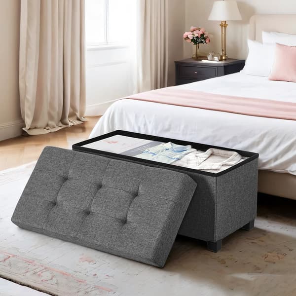 Sammenfoldelig sofa med opbevaringsplads og ben | Lysegrå | 76x38x40 cm