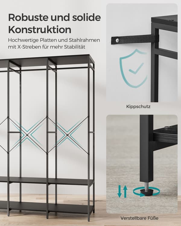 Tøjstativ - robust - stål og spånplader - 40 x 141 x 180 cm