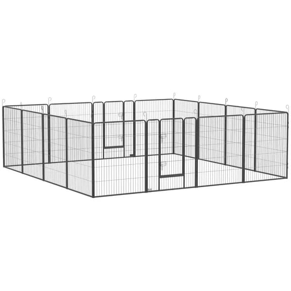 Hvalpe til hunde - 16 paneler | Farve: Grå | Mål: 320x320x100 cm
