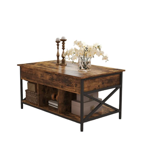 Højdejusterbart sofabord - brun-sort - spånplade og stål - 60 x 100 x (48-62) cm