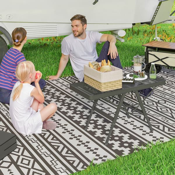 Justerbart campingbord | Farve: Sort | Mål: 40,5x90x48/58 cm