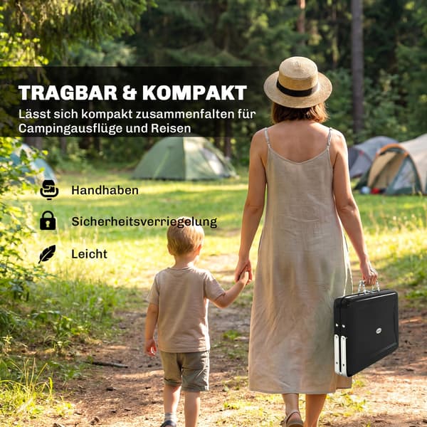 Kulgrill BBQ ryger med foldbare ben | Farve: Sort | Mål: 28x40x25,5 cm