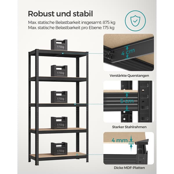 Förvaringsställ set om 2 - kraftigt - stål - 180 x 90 x 40 cm