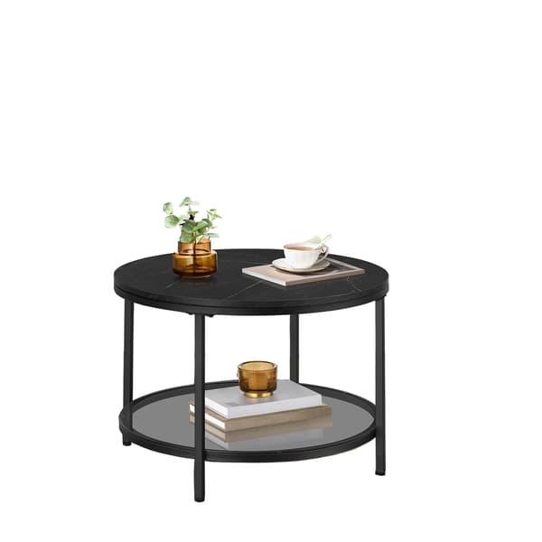 Rundt sofabord - justerbar bund - sort - 65 x 46 cm