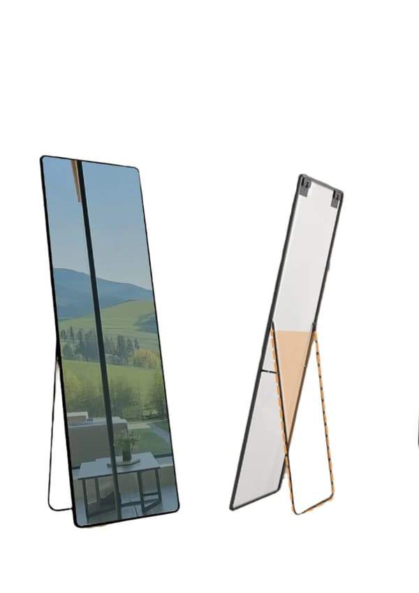 Hellängdsspegel 160 x 50 cm - rektangulär - stående eller väggmontering - svart