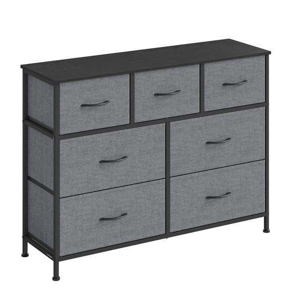 Kommode med 7 stofskuffer | Grå | 98,8x30x73,7 cm