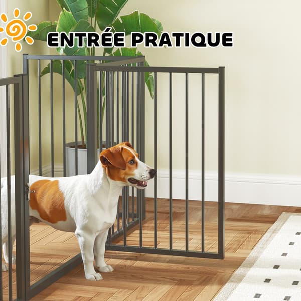 Sammenfoldelig hundegård, 5 paneler | Farve: Sort | Mål: 180x60x76 cm