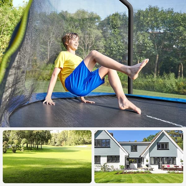 Udendørs trampolin Ø 366 cm til børn og voksne - mørkeblå