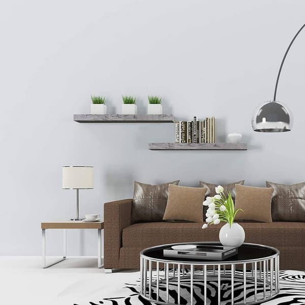 Væghylde til bøger og cd'er | Grå eg | 80x22,9x3,8 cm